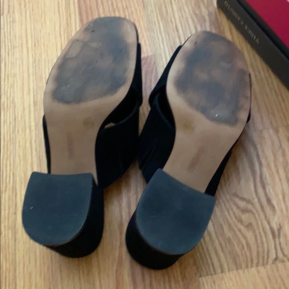 Vince Camuto Sessa Suede Black Open Toe Heel Slip - Picture 4 of 5